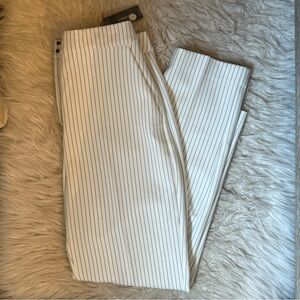 NWT EXPRESS Editor Straight Ankle Super High Rise White Striped Pants